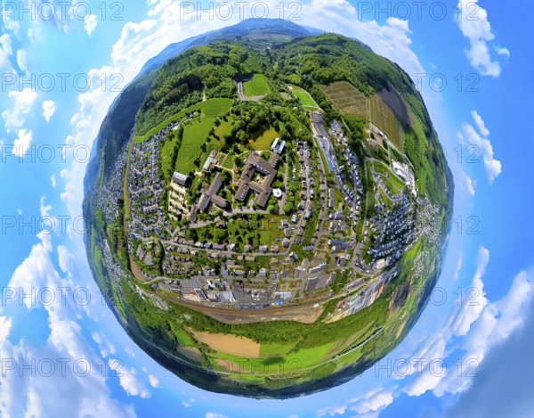 Aerial view, mountain monastery Bestwig, Sisters of St. Mary Magdalene Postel, vocational college,