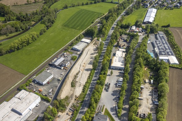 Aerial view, industrial area Im Öhler, distant view with view to Velmede and Ruhr valley bridge