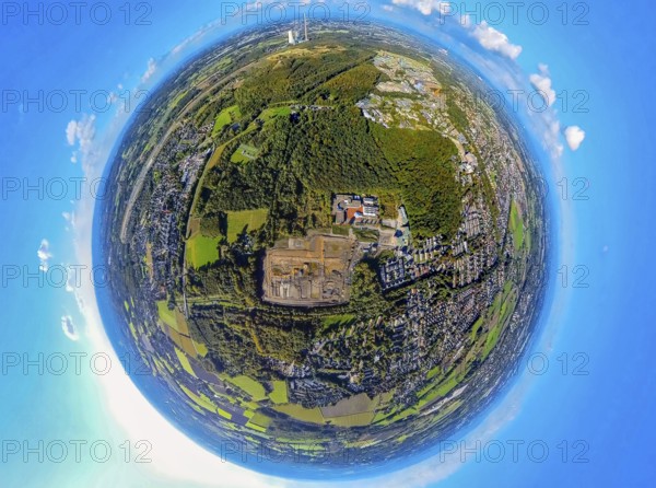 Aerial view, construction site, construction area Schacht Kuckuck for new forest settlement on the