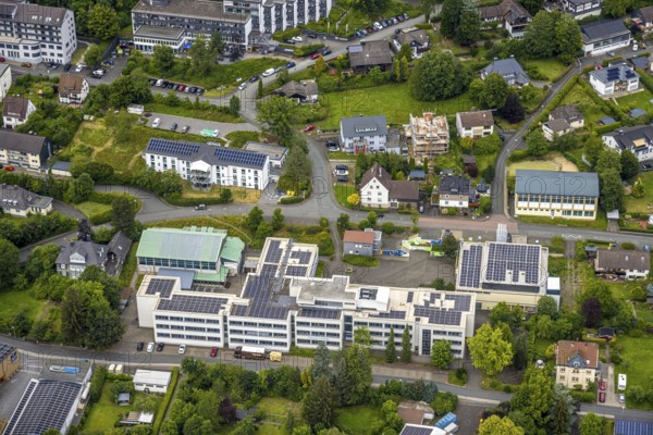 Aerial view, municipal grammar school, Bad Laasphe, Wittgensteiner Land, North Rhine-Westphalia,
