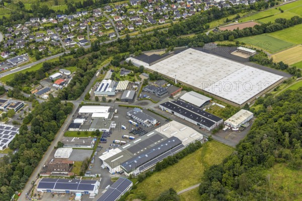 Aerial view, industrial estate Industriestraße and Lahnuferstraße, Bad Laasphe, Wittgensteiner