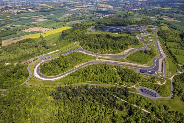 Aerial view, Bilster Berg race track, test track and presentation track, park-like terrain with