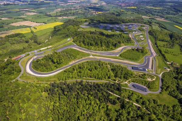 Aerial view, Bilster Berg race track, test track and presentation track, park-like terrain with