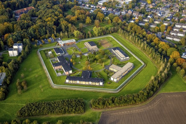 Aerial view, Forensic Psychiatry - LVR Clinic, Houses F1 to F7, Bedburg-Hau, Lower Rhine, North
