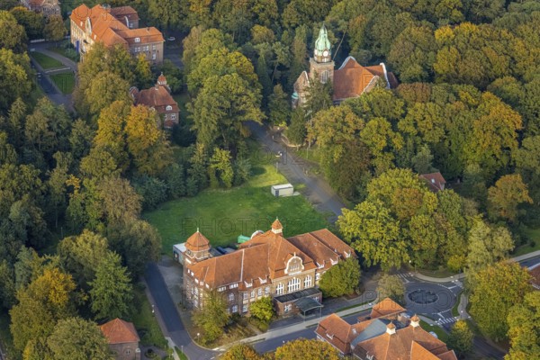 Aerial view, LVR Clinic, House of Economic Administration and Kitchen at Buchenweg roundabout, LVR