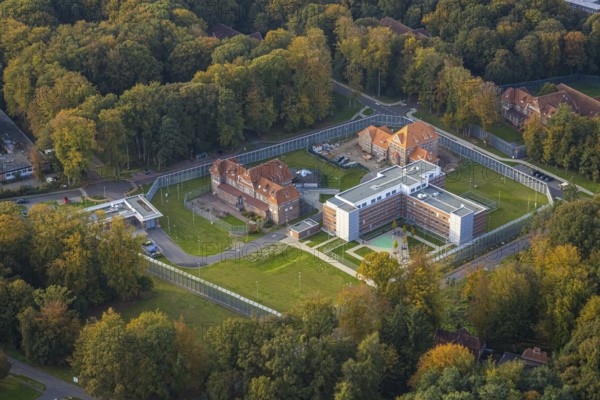 Aerial view, LVR Clinic, new clinic building woman's forensics, Zum Gutshof, Hau, Bedburg-Hau,