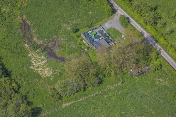 Aerial view, nature reserve Ruhrauen near Bestwig, river Ruhr, Bestwig, Sauerland, North