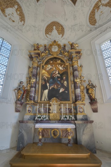 Main altar with image of the Virgin Mary in the Roman Catholic parish church of the Assumption of