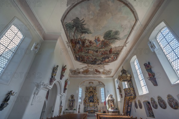 Interior of the Roman Catholic parish church of the Assumption of the Virgin Mary in Gebrazhofen,