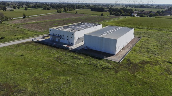 Cremona, Italy - August 22nd 2025 Modern Data Center Facility Under Construction in Rural Italian