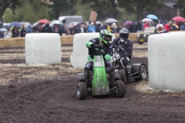 Lawnmower tractor race in Thönse, Lower Saxony, Germany