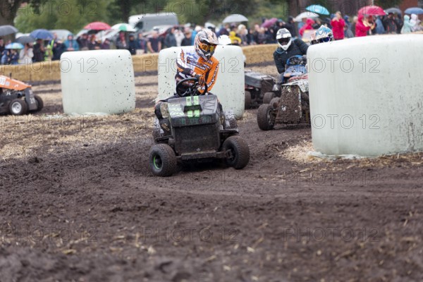 Lawnmower tractor race in Thönse, Lower Saxony, Germany