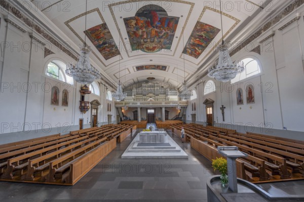 The Roman Catholic parish church of St Martin, interior with organ loft, Behmann organ and ceiling