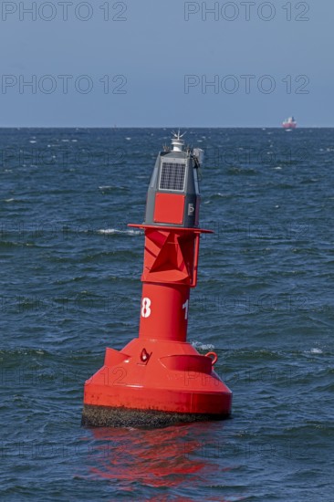 Red buoy, buoy, Warnow estuary, Baltic Sea, Warnemünde, Rostock, Mecklenburg-Western Pomerania,