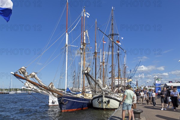 Sailing ships at the quay wall, Hanse-Sail, harbour, Rostock, Mecklenburg-Western Pomerania,