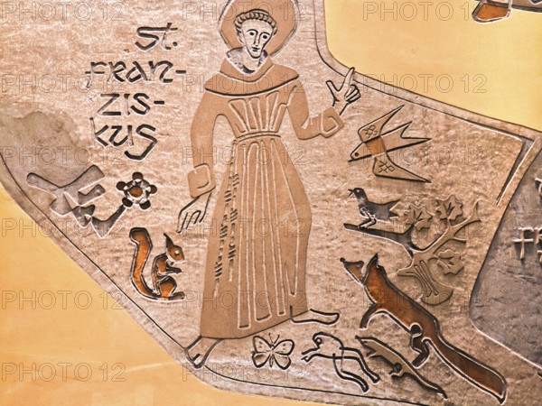 St Francis, Francis of Assisi, patron saint of animals, Middle Ages, birds, fox, squirrel,