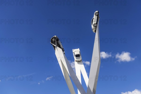 Stuttgart Zuffenhausen with artwork Inspiration 911 by Gerry Judah at Porscheplatz: three steles,