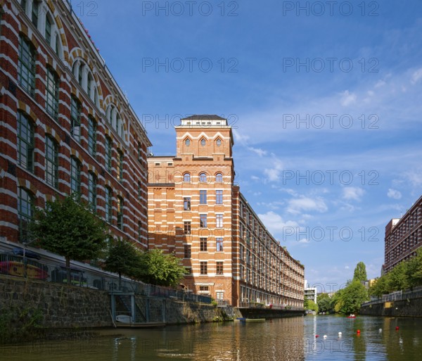 Elster-Park, former Buntgarnwerke, protected industrial monument of the Wilhelminian era in red