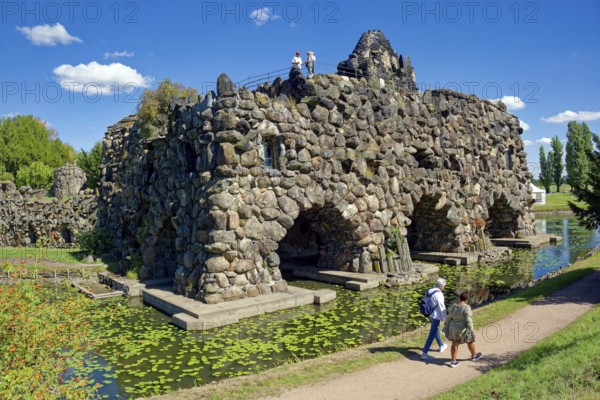 Stein Island with the artificial volcano Vesuvius, Wörlitz Park, Wörlitz Gardens, Garden Kingdom of