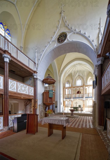 Protestant Wörlitz St Peter's Church in neo-Gothic style, interior view, Wörlitz Park, Wörlitz