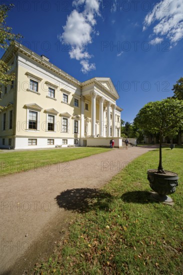 Wörlitz Palace, built 1769-1773, founding building of German Classicism, main façade, Wörlitz Park,