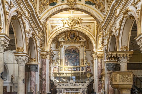 Interior and altar of Matera Cathedral, Basilicata, Italy