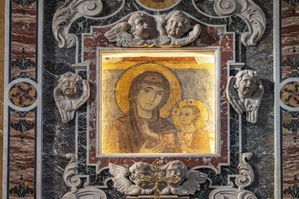 Fresco of the Madonna della Bruna in Matera Cathedral, Basilicata, Italy