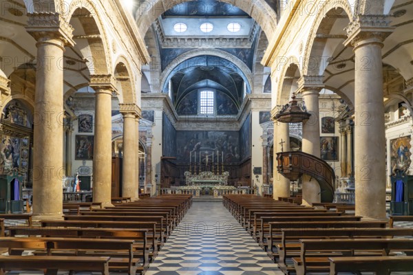 Interior of the Cathedral of Sant'Agata in Gallipoli, Apulia, Italy