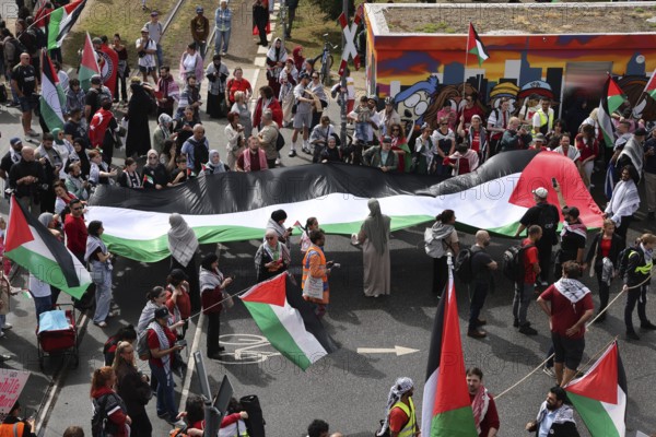 Several thousand people take part in a pro-Palestine demonstration under the slogan United 4 Gaza