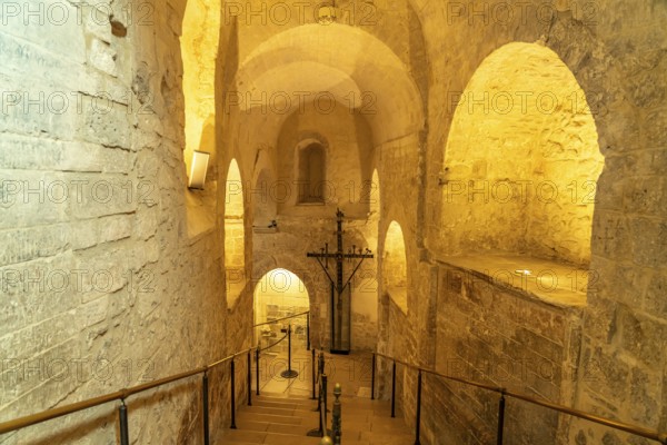 Stairs to the Roman Catholic pilgrimage church of San Michele Arcangelo, UNESCO World Heritage Site