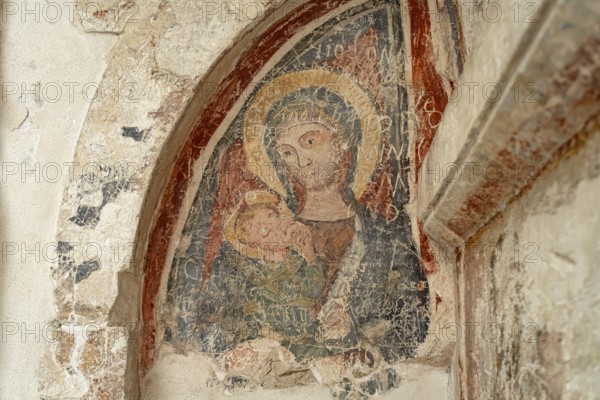 Fresco in the Roman Catholic pilgrimage church of San Michele Arcangelo, UNESCO World Heritage Site