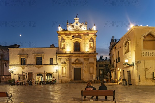 The Chiesa di San Trifone church in Piazza Salandra at dusk, Nardo, Apulia, Italy