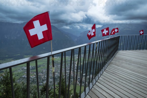 Swiss flags, Interlaken, Switzerland