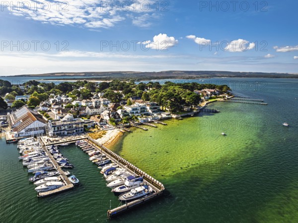 Sandbanks from drone, Poole, Dorset, England, United Kingdom