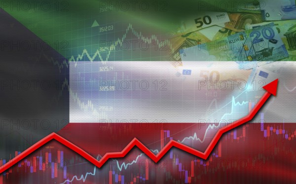 Kuwait economic growth on financial graph. Kuwait financial growth on market graph
