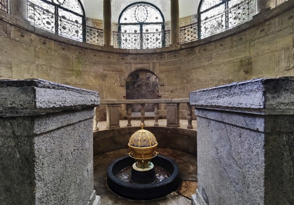 Sacred atmosphere, spa fountain in the fountain temple of the drinking spa complex, healing spring