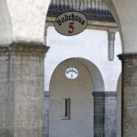 Arcade at bathhouse 5 and 6, Sprudelhof, an important spa complex built between 1905 and 1911 in