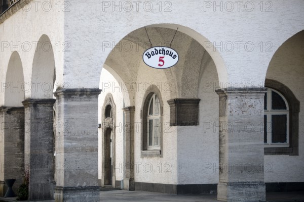 Arcade at bathhouse 5 in the Sprudelhof, an important spa complex built between 1905 and 1911 in