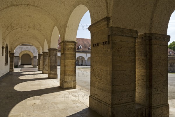 Arcade in the Sprudelhof, a spa complex built between 1905 and 1911 in Art Nouveau style, Bad