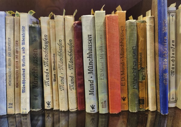 Books about Münchhausen in the Münchhausen Museum, Münchhausen town of Bodenwerder, Weserbergland,