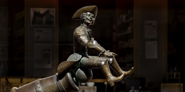 Munchausen figure, The Ride on the Cannonball, Munchausen Fountain by Bonifatius Stirnberg in