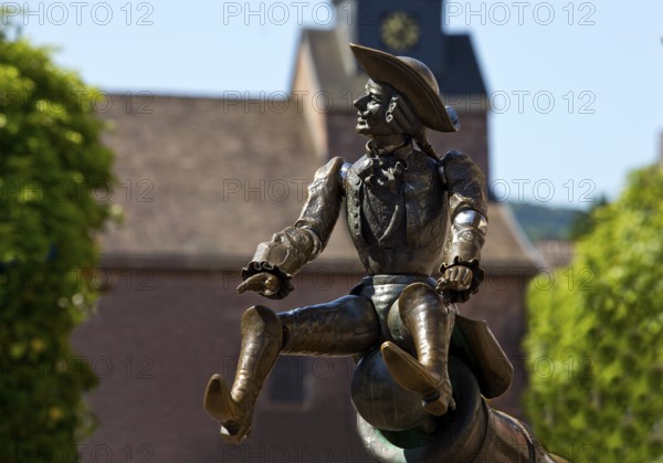 Munchausen figure, The Ride on the Cannonball, Munchausen Fountain by Bonifatius Stirnberg in