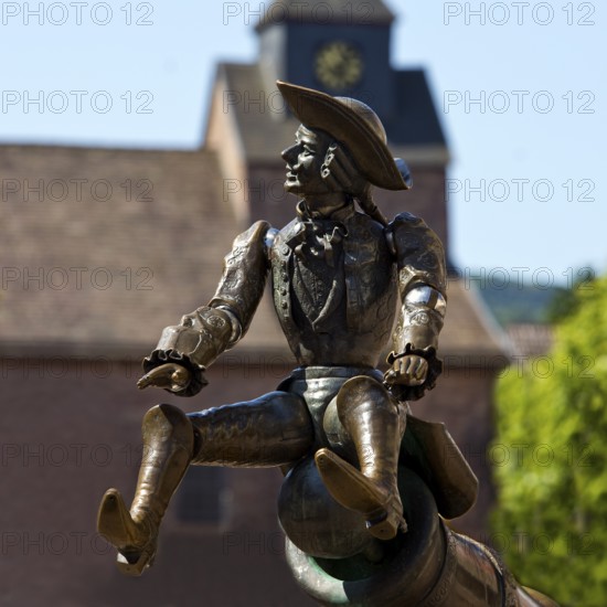 Munchausen figure, The Ride on the Cannonball, Munchausen Fountain by Bonifatius Stirnberg in