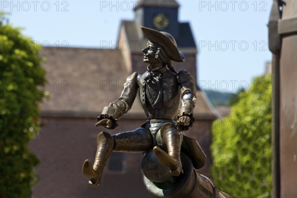 Munchausen figure, The Ride on the Cannonball, Munchausen Fountain by Bonifatius Stirnberg in