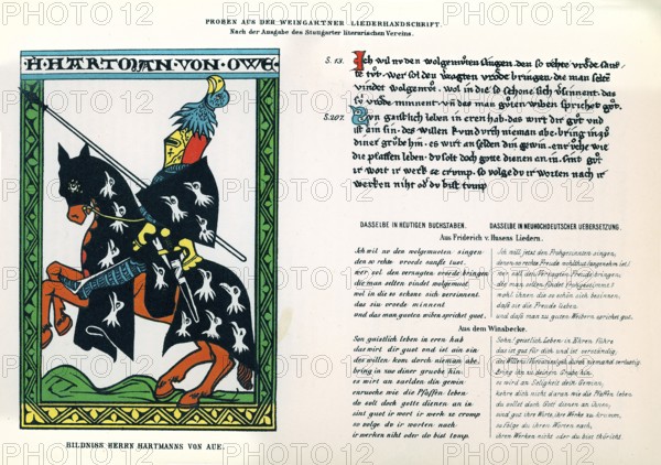 Hartmann von Aue, around 1210 - 1220, Weingartner Liederhandschrift, German literary history, by