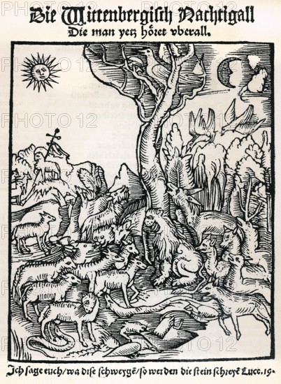 Title page of Hans Sachs Wittembergische Nachtigall German literary history, by Robert König, 9th
