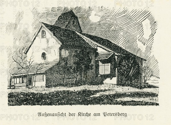 Church from the south-east, reproduction church guide from 1911 Petersberg pilgrimage church,