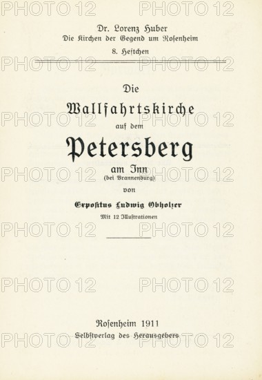 Title inside, reproduction church guide from 1911 Petersberg pilgrimage church, municipality of