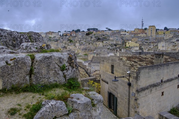 Cave settlement, cave dwellings, houses, Sassi, Matera, Unesco World Heritage Site, Basilicata,