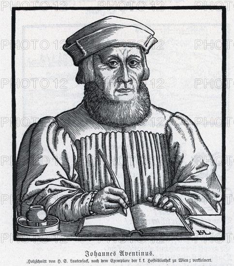 Johannes Aventinus (Johannes Thurmayr) (1477-1594), woodcut, from Könnecke Bilderatlas zur